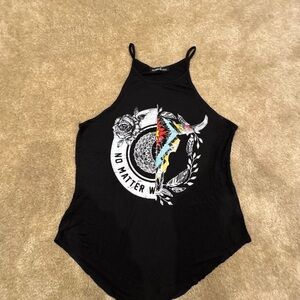 Black Graphic Women's Tank Top with Bold Design